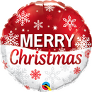 Foil Balloon 18" Round Christmas Snowflake Red