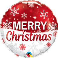 Foil Balloon 18" Round Christmas Snowflake Red