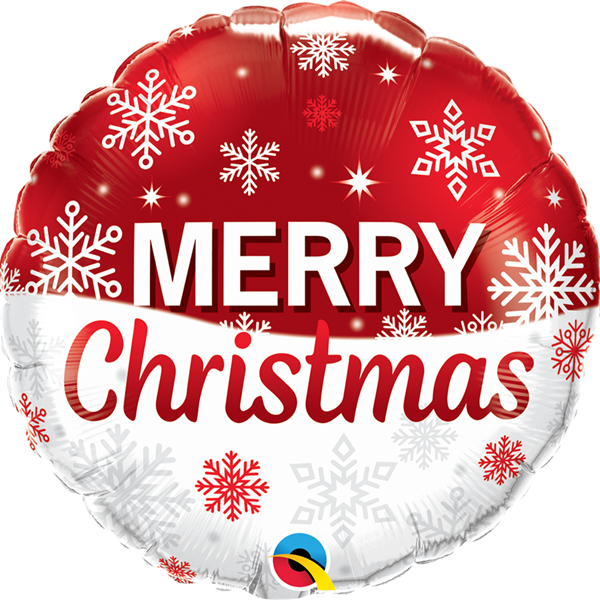 Foil Balloon 18" Round Christmas Snowflake Red