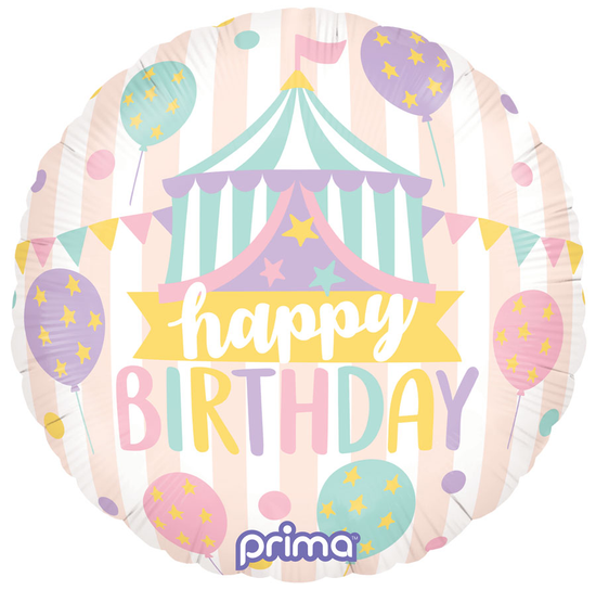 Foil Balloon 18" Round Birthday Pastel Circus