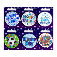 Happy Birthday Boy Mix Small Badges 55mm 6pk