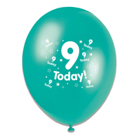 6 x 8pk Latex Balloons Birthday Age 9