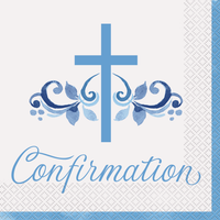Unique Blue Confirmation Holy Cross Napkins 16pk