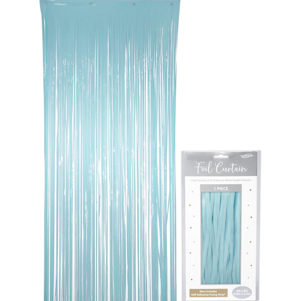 Light Pastel Blue Foil Door Curtain 1m x 2m