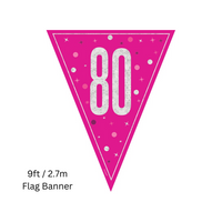 Unique Flag Banner Pink Glitz Age 80 9ft