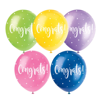 Unique Congrats Pearl Asst 12" Latex Balloons 5pk