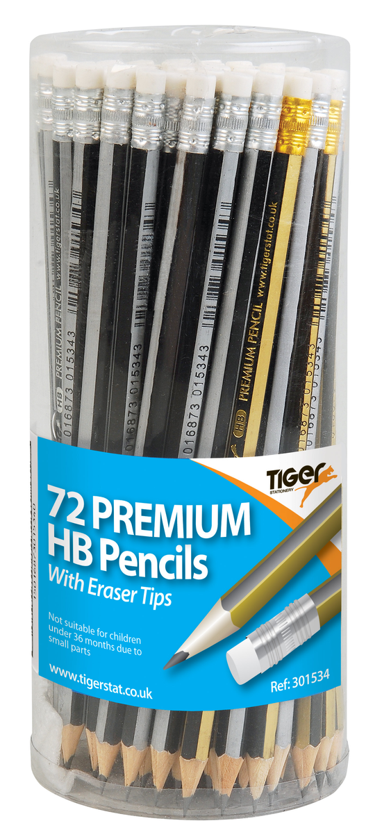 Tiger Stationery 72 Pack HB Pencils With Eraser