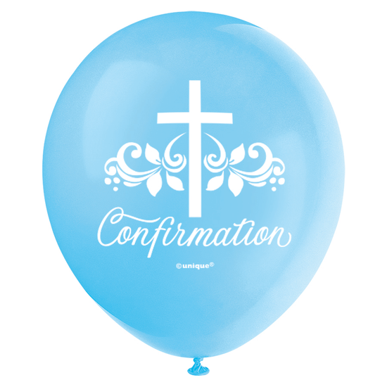 Unique Confirmation Blue 12" Latex Balloons 8pk