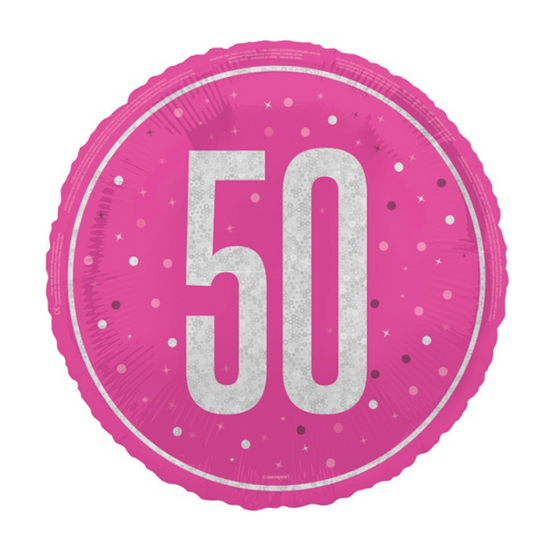 Unique Foil Balloon Pink Glitz Age 50 18"