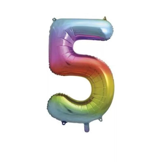 Unique Foil Balloon Rainbow 34" Number 5