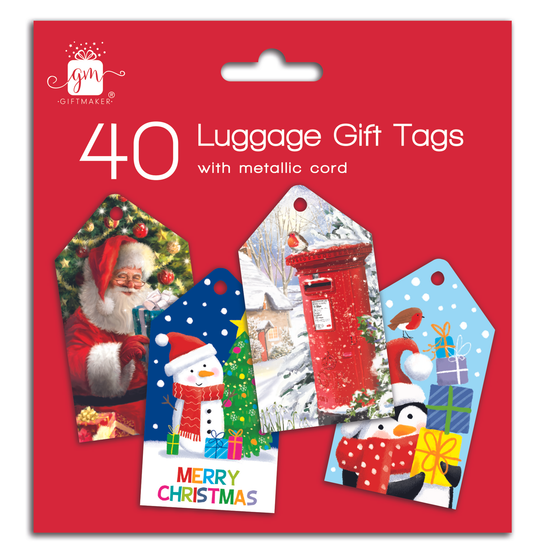 Christmas Luggage Gift Tags Traditional 40pk