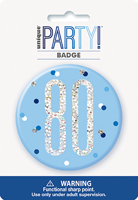 Unique Badge Blue Glitz Age 80 3
