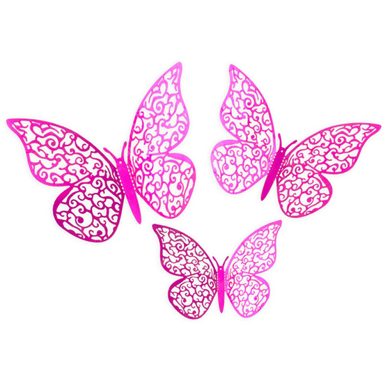 Oaktree 12 Pack Adhesive Butterflies Fuchsia