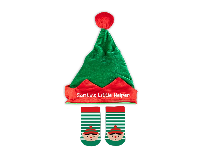 Hat & Sock Set Santa's Little Helper 0-12months