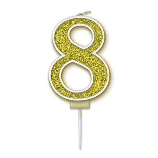 Oaktree Party Candle Number 8 Gold 7.5cm