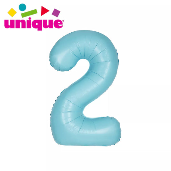 Unique Foil Balloon Matte Blue 34" Number 2