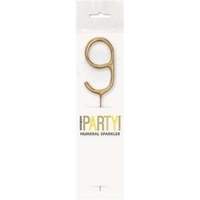 Unique Party Candle Sparkler Number 9 Gold 7