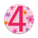 Six small Tiger Feet birthday badges with age 4 design for kids' birthday celebrations.