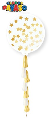 Star Confetti Latex Balloon W/Tassel Tail 3ft