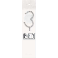 Unique Party Candle Sparkler Number 3 Silver 7