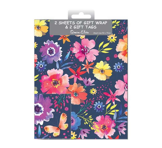 12pk Folded Wrap & Tags Floral