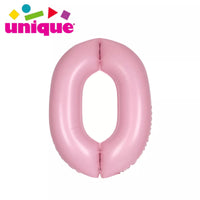 Unique Foil Balloon Matte Pink 34" Number 0