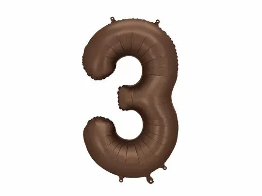 PartyDeco Foil Balloon Satin Mocha 34" Number 3