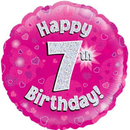 18" 7th Birthday Pink Holographic Foil Balloon