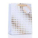 Light blue medium gift bags with gold spot patterns by Tulip, set of six, perfect for special occasions.