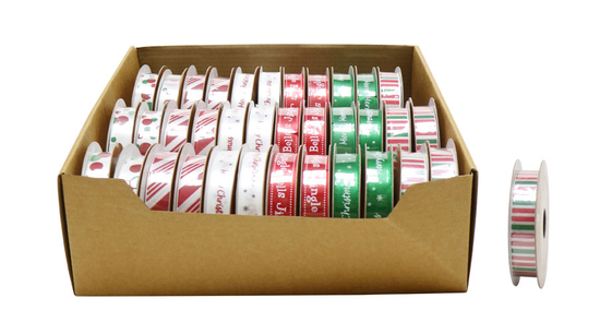 Christmas Ribbon Printed 16mm 36pk