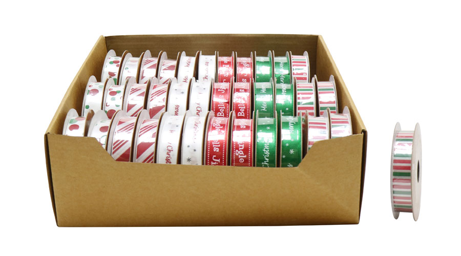Christmas Ribbon Printed 16mm 36pk
