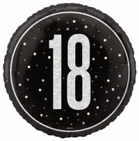 Unique Foil Balloon Black Glitz Age 18 18"