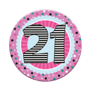Six small Tiger Feet birthday badges featuring the number 21 in colorful designs, perfect for celebrating age 21.
