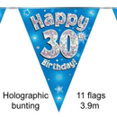 Oaktree Flag Banner Age 30 Blue Holographic 9ft
