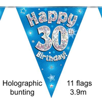 Oaktree Flag Banner Age 30 Blue Holographic 9ft