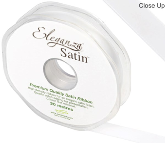 Eleganza Satin Ribbon White 15mm x 20m