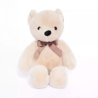 Cream-colored Tiger Feet fuzzy bear soft toy, 30cm tall, with plush fur and friendly expression, perfect for cuddling.