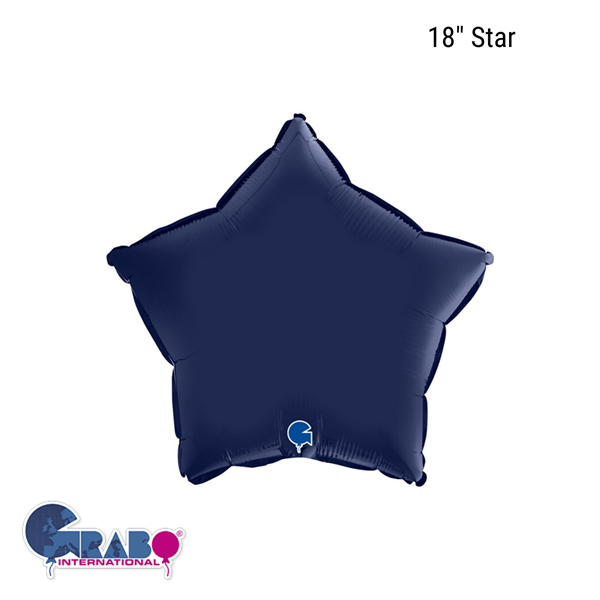 Grabo Foil Balloon Satin Navy Blue Star 18"