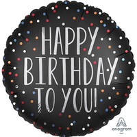 Anagram Foil Balloon 18" Round Birthday Satin Dots