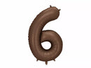 PartyDeco foil balloon in satin mocha, 34-inch number 6, with shiny metallic finish and festive design for celebrations