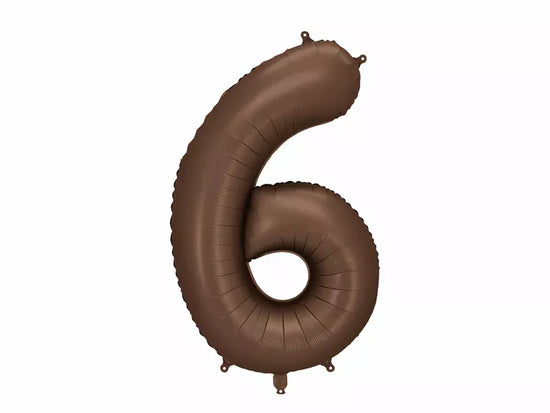 PartyDeco Foil Balloon Satin Mocha 34" Number 6