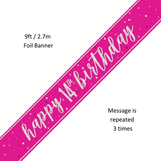 Unique Banner Pink Glitz Age 14 9ft