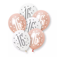 Unique Glitz Age 16 Rose Gold 12" Latex 6pk