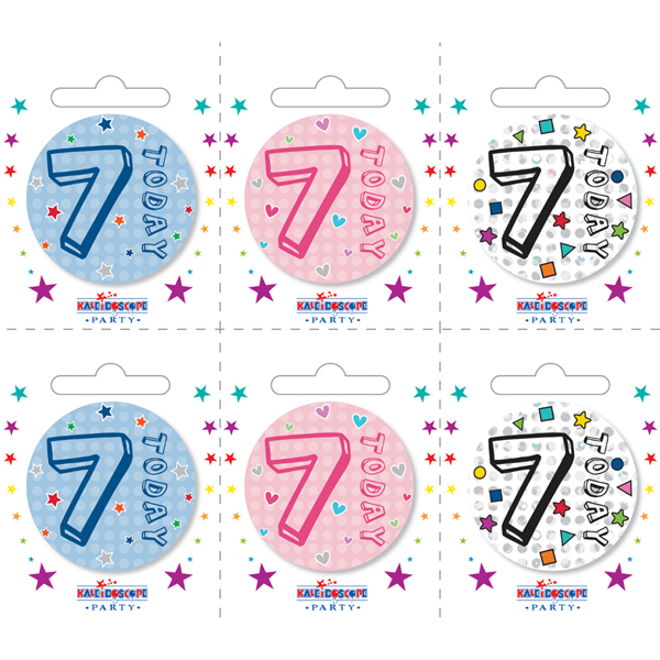 Small 7th Birthday Badges 6pk
