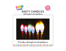 Colorful Gem Imports party candles with vibrant flames, perfect for celebrations and decorative cake toppers.