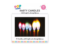 Colorful Gem Imports party candles with vibrant flames, perfect for celebrations and decorative cake toppers.