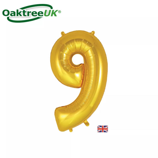 Oaktree Foil Balloon Gold 34" Number 9
