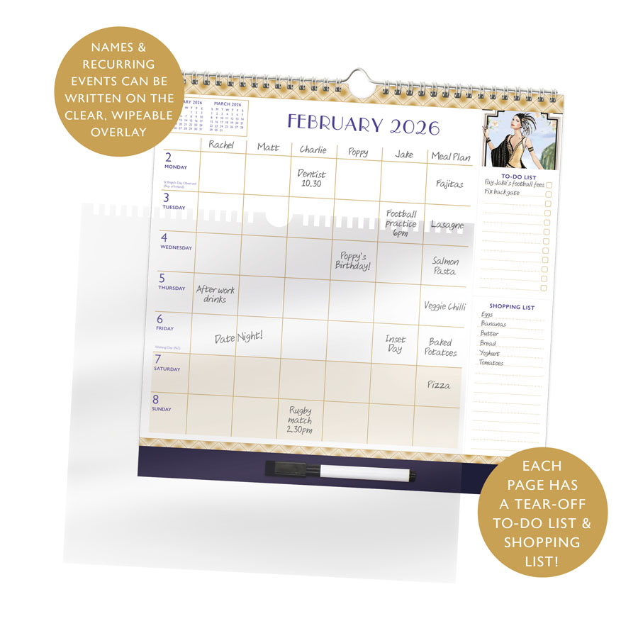 Family Calendar WTV Claire Coxon Art Deco