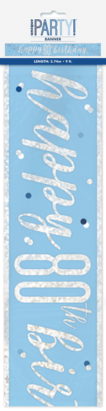 Unique Banner Light Blue Glitz Age 80 9ft