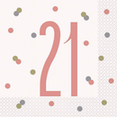 Rose Gold Glitz 21st Birthday Napkins 16pk